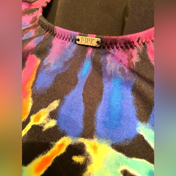 Pink Victoria Secret Swimsuit Small Tie Dye One Piece Active Built In Bra - Picture 3 of 4